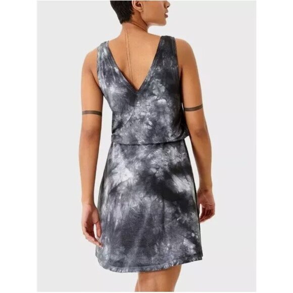 Sweaty Betty Take It Easy Tie Dye Black Dress Size S Sleeveless V Neck Pockets - Picture 3 of 14